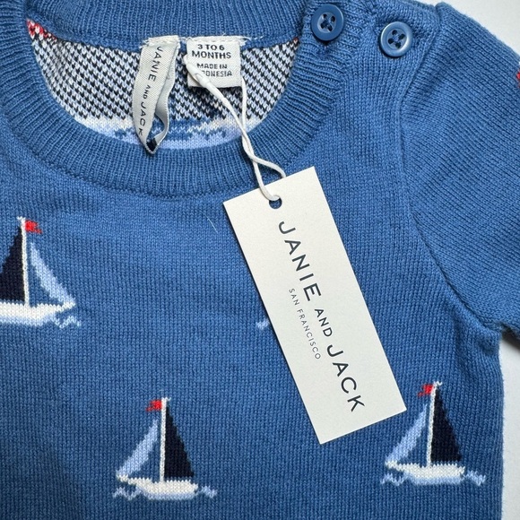 NWT Janie and Jack Baby Sailboat Sweater One-Piece Size 3-6M - Picture 3 of 5